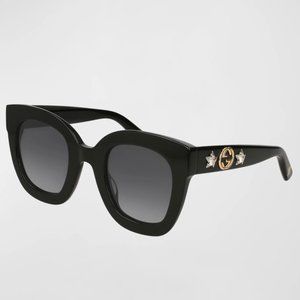 Gucci Rectangle Acetate GG Sunglasses w/ Crystal Stars